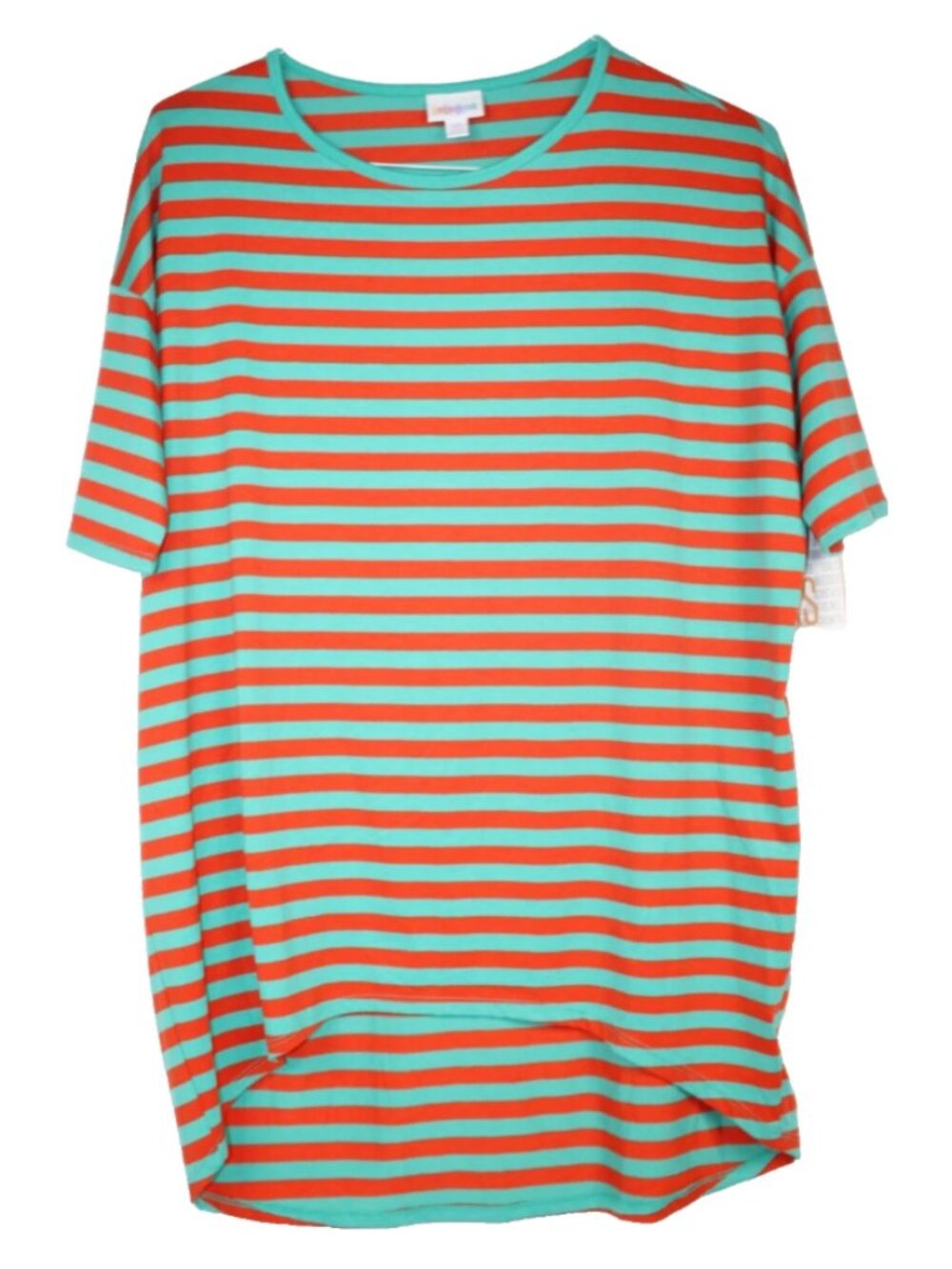 LuLaRoe IRMA T Shirt Women's Top Short Sleeves NWT XS XSmall Orange Green Stripe
